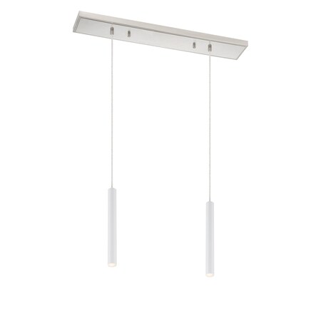 Z-Lite Forest 2 Light Island/Billiard, Brushed Nickel & Matte White 917MP12-WH-LED-2LBN